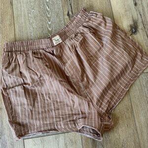 Free People Women's Brown Striped Sleep Shorts